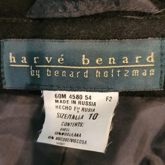 harve' bernard Elegant Black Long Coat sz 10 vintage - Picture 10 of 12